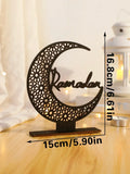 Eid Mubarak Wooden Moon Ornaments, Black Ramadan Kareem Muslim Decor by Axyaa