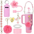Axyaa 7/8pcs Cup Set: Handle Strap, Boot, Straw Cover, Charms for 40oz 30oz Tumbler