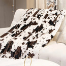 Axyaa Cow-Print Throw Blanket: Luxurious Ultra-Soft Plush Hand-Knitted Fleece