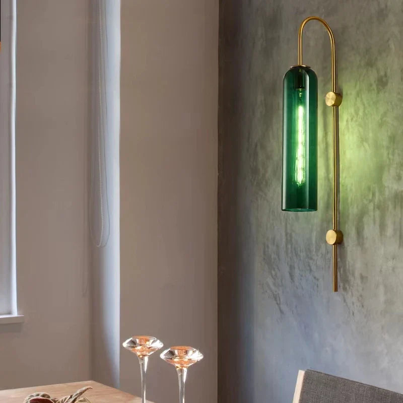 Axya Green Glass Nordic Pendant Light E27 Hanging Fixture for Living and Bedroom