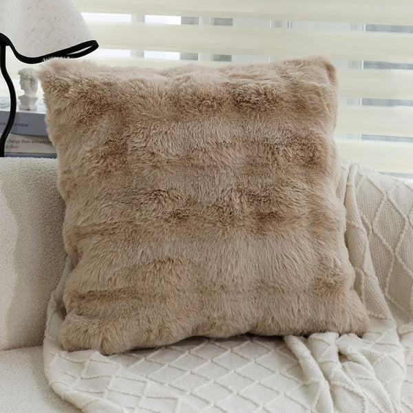 Axyaa Faux Rabbit Fur Cushion Cover - Cozy Nordic Home Decor