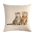 Axyaa Cat Printed Cotton Linen Cushion Cover 45x45cm