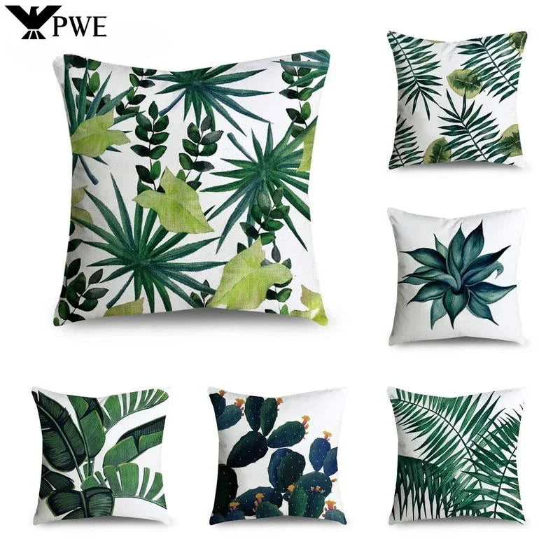 Axyaa Tropical Plant Leaves Pillowcase 45*45cm