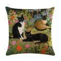 Axyaa Retro Cat Linen Pillowcase 45*45cm - Home & Sofa Decoration