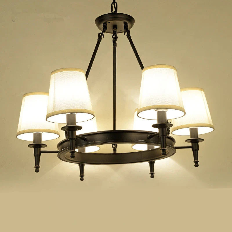 Axyaa Fabric Chandelier: Elegant Wrought Iron Ceiling Lamp for Living Room