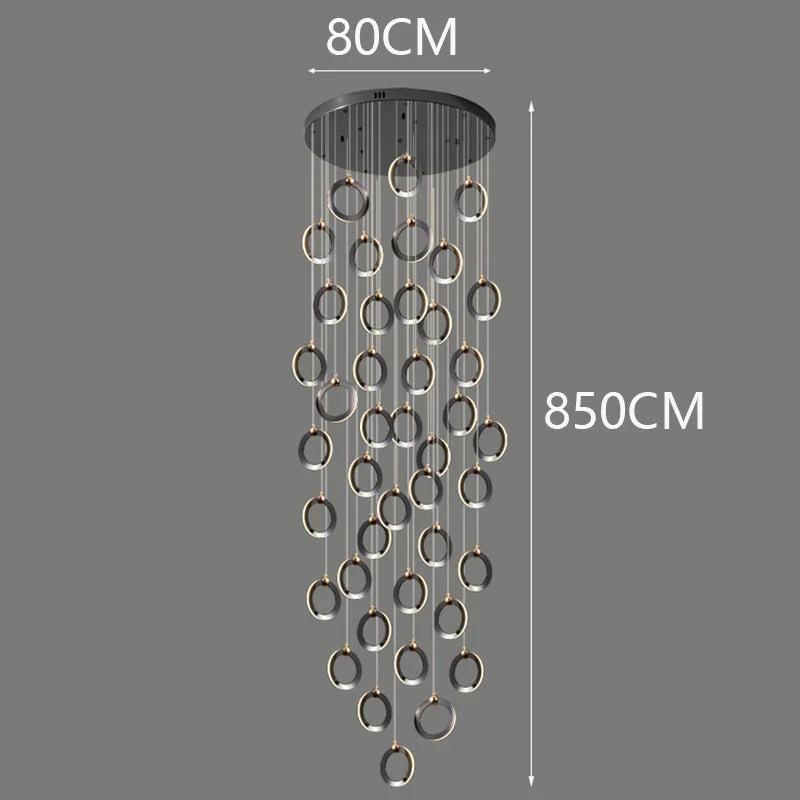 Axyaa Staircase Chandeliers: Modern LED Pendant Light Lamps for Living Room