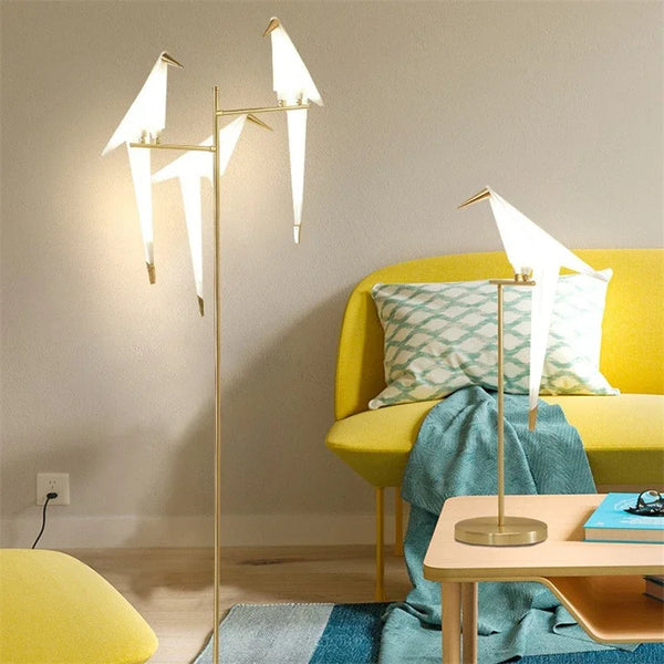 Nordic Crane Table Lamp Set by Axya: LED Bird Light for Home and Bedroom Decor