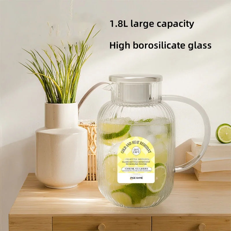 Axyaa 1.8L Cold Water Pot with Handle, High Temp Resistant Kettle for Tea Brewing