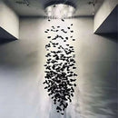Axyaa Modern Crystal Chandelier for Staircase Lobby, Luxury LED Hanging Lamp