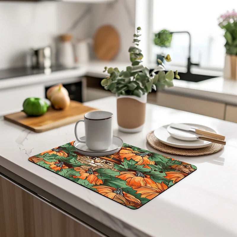 Axyaa Halloween Pumpkin Kitchen Drying Mat Absorbent Anti-slip Bathroom Drain Pad