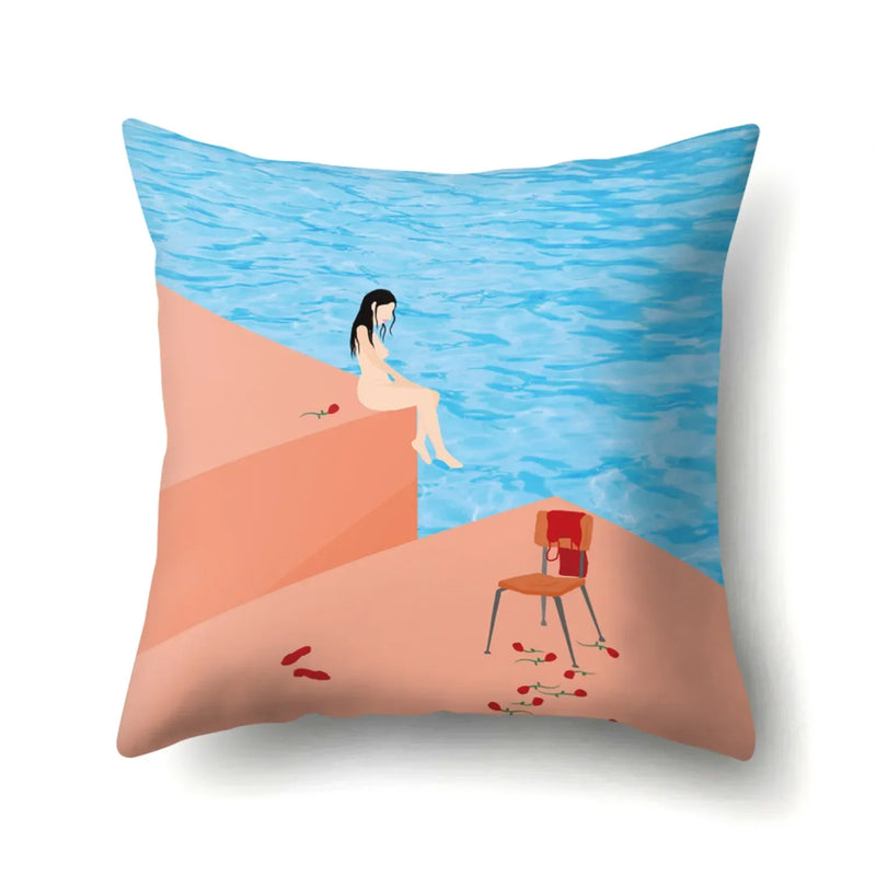 Axyaa Cartoon Abstract Scene Cushion Cover 45x45cm