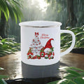 Axyaa Christmas Enamel Mugs, Santa Snowman Reindeer Design, Festive Xmas Party Cup