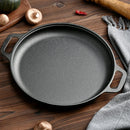 Axyaa Korean Round Grill Pan Non-Stick Pork Belly Barbecue Tray - Cast Iron, Induction & Gas Compatible