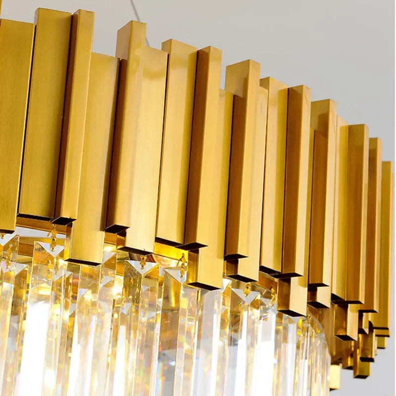 Axyaa Crystal LED Chandelier: Modern Art Deco Luxury Lighting for Dining Room