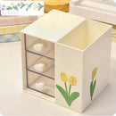 Axyaa Kawaii Desk Pen Holder & Organizer Box - Multifunctional Desktop Storage Organizing