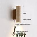 Axyaa Wood Canopy LED Wall Lights Bedroom Bedside Lamp Sconce - Nordic Modern Yellow Travertine