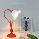 Axyaa Ceramic Table Lamp with Fabric Art Lampshade for Home Decor