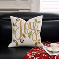 Axyaa Christmas Letter Pillow Cover Gold Holly Jolly Snowflake Soft Cushion Cover