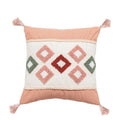 Axyaa Rainbow Tufted Cushion Cover with Tassels - Boho Cotton Canvas Pillow Case