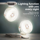 Axyaa Rechargeable LED Camping Light with Clip Fan - Silent Desk Fan, Adjustable Speeds