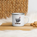 Axyaa Rock Hen Enamel Mug: Funny Animal Camping Cup for Farmhouse Decor, Holiday Gift