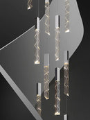 Axyaa Luxury Crystal Column Chandelier for Staircase LED Pendant Lamp