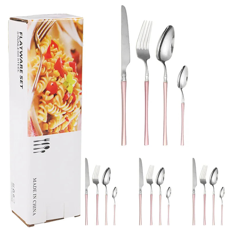 Axyaa 16-Piece Stainless Steel Tableware Set for Restaurants, Hotels, and Homes