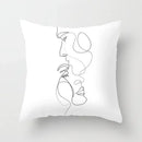 Minimalist White Pillow Cover - Axyaa Portrait Sketch Nordic Cushion
