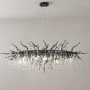 Axyaa Black Crystal Chandelier Water Drop Pendant Light LED