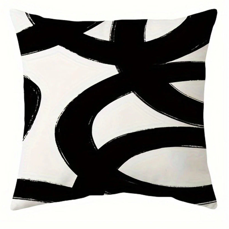 Axyaa Simple Black Line Printed Pillowcase for Living Room Sofa Chair, Home Decor
