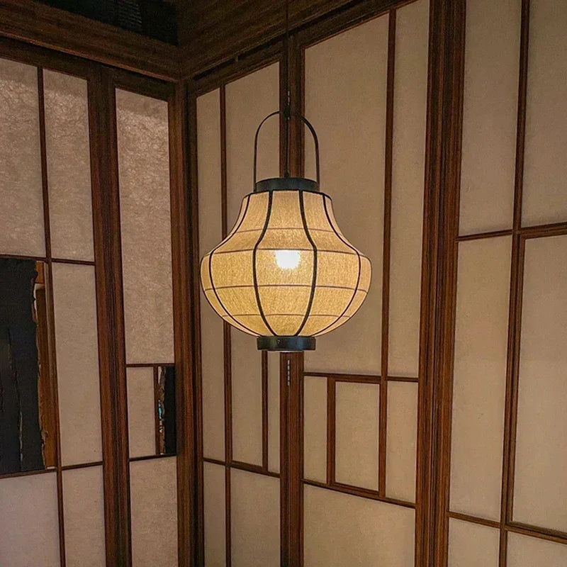 Axyaa Retro Cloth Chandeliers: Japan Fabric Pendant Lights for Home Decor