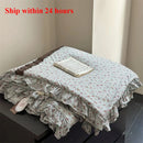 Axyaa Knitted Cotton Floral Print Lace Summer Quilt • Air Conditioner Cool Quilt