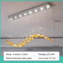 Axyaa Nordic Green Stone Glass LED Pendant Chandeliers for Dining Room