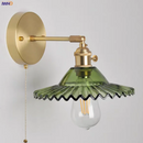 Axyaa Vintage Copper Glass LED Wall Sconce with Pull Chain Switch