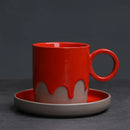 Axyaa Coarse Pottery Glazed Coffee Cup and Saucer Set, 200ML
