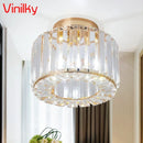 Axyaa Crystal Ceiling Light Chandelier LED Flush Mount Fixture E27 Gold Black