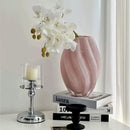Malt Pink Twisted Glass Vase by Axyaa - Stylish Hydroponic Decor