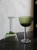 Axyaa Thick Stem Green Top Champagne Coupe Cocktail Glasses Set