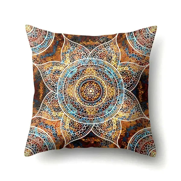 Abstract Geometric Bohemian Pillowcase in Colorful Exotic Style by Axyaa
