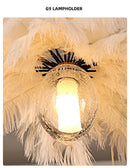 Axyaa Modern Ostrich Feather Glass Chandelier - Elegant Pendant Lighting Fixtures