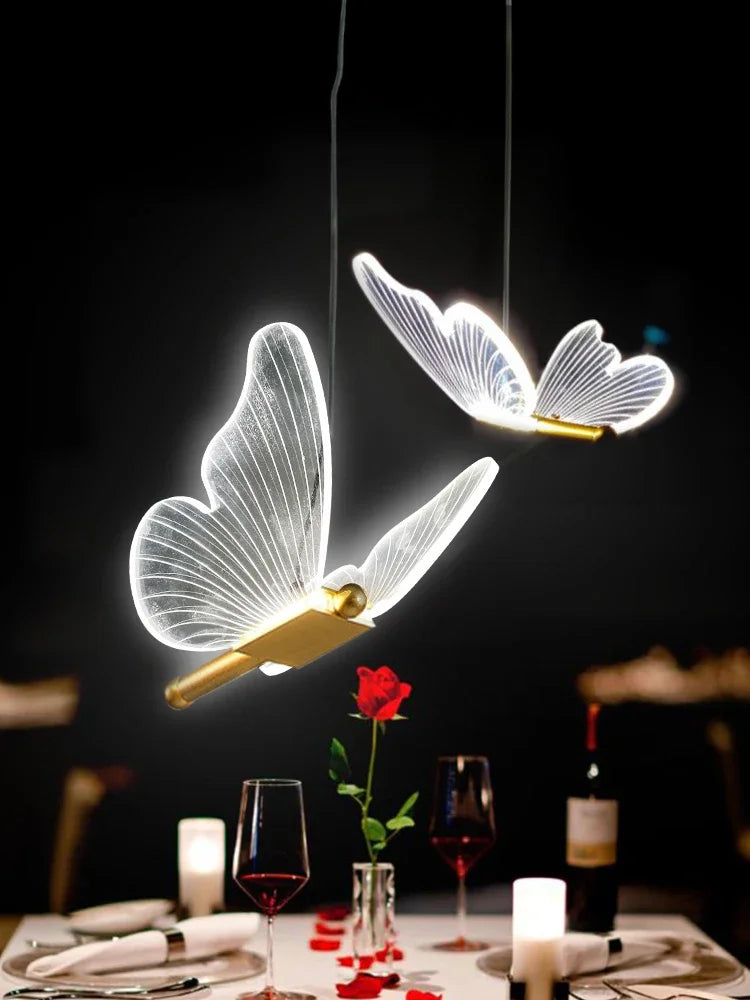 Axyaa Transparent LED Butterfly Chandelier for Home Decor and Lighting