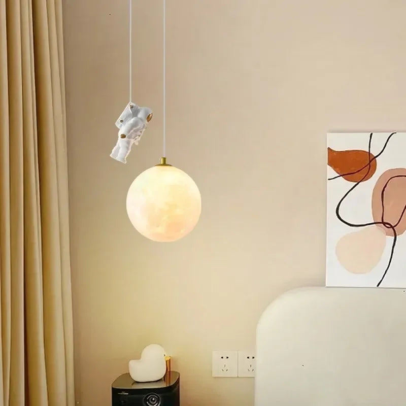 Axyaa Astronaut Moon LED Pendant Light for Children's Room & Study