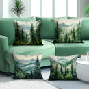 Axyaa Misty Forest & Mountain Pattern Pillowcase - Sofa Bedroom Car Cushion Cover
