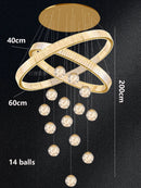 Axyaa Crystal Chandelier Stair Pendant Lamp Living Room Interior Lighting