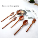 Axyaa Solid Wood Long Handle Spoon and Fork Set - Household Tableware