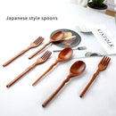 Axyaa Solid Wood Dining Spoon and Fork Set
