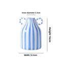 Axyaa Ceramic Striped Double Ear Vase Hydroponic Planter Ornament