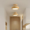 Axyaa Nordic Wooden LED Ceiling Light: Minimalist Round Macaron Design