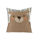 Axyaa Lovely Animals Linen Cushion Cover - Cute Bear Fox Deer Print