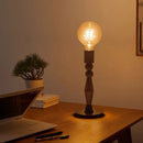 Axyaa Retro Walnut Desk Lamp with Pleated Shade